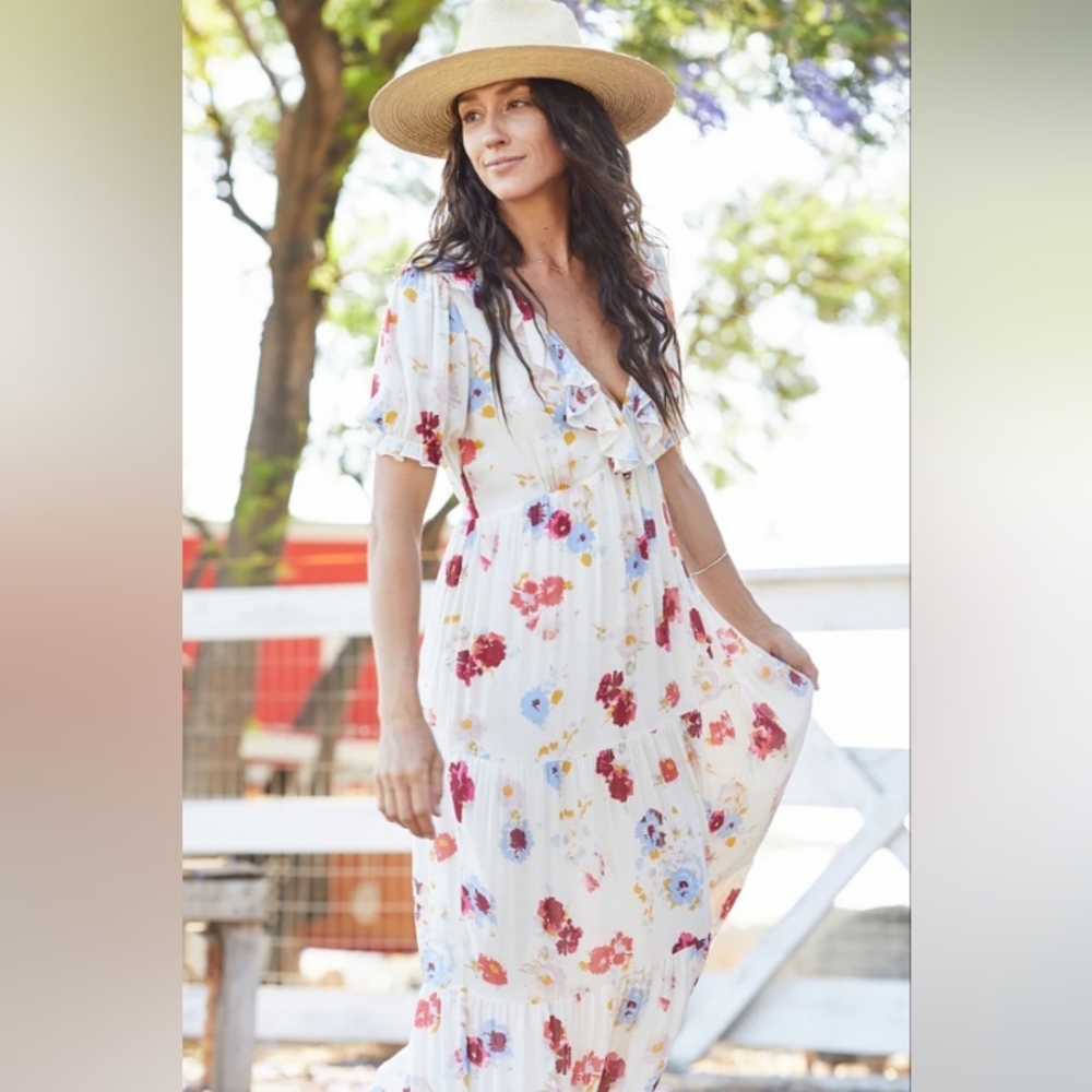 Paneros Clarence Boho Floral Maxi Dress XL NEW NWT Prairie Bloom Cottagecore